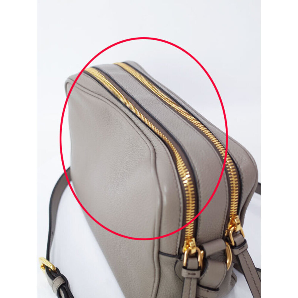 Prada Vitello Phenix camera Crossbody bag argilla gray grained leather - Picture 9 of 9
